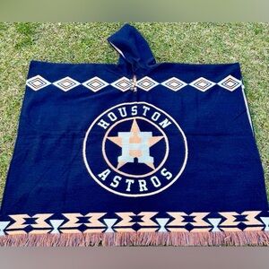Houston Astros alpaca poncho, hooded, unisex, one size. Made in Ecuador.